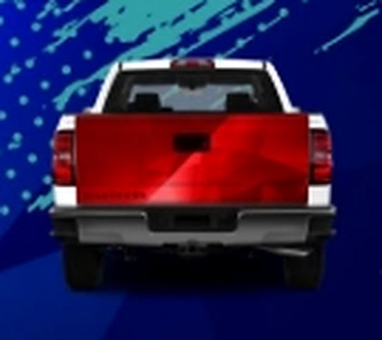 Rear view of a long bed pickup showing three-quarter and full wrap coverage