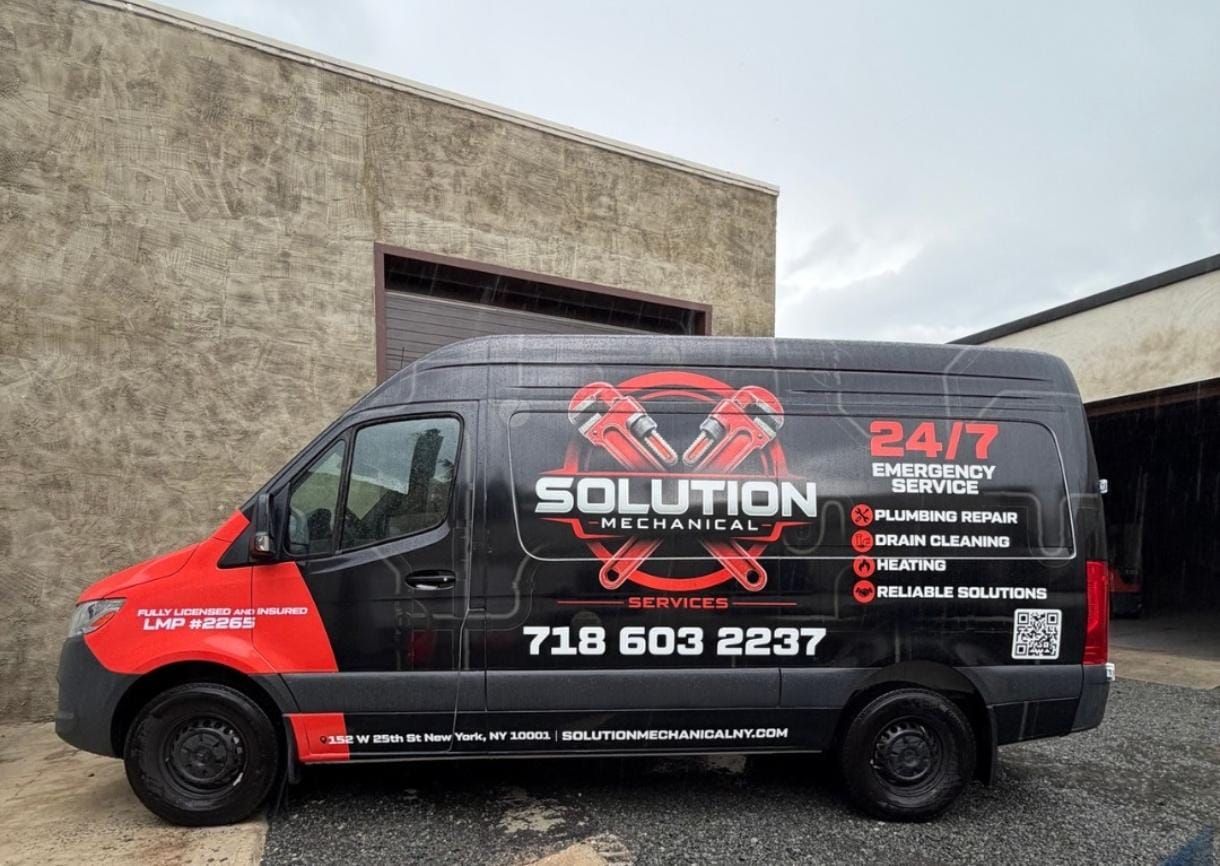 Solution Mechanical van with completed black and red emergency service wrap